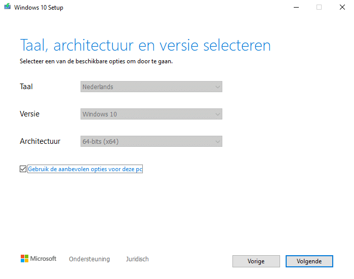 Windows 10 VERSIE selecteren